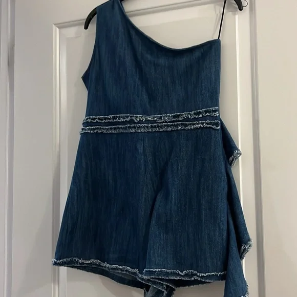 Alexis Denim One-Shoulder Jumpsuit - Picture 8 of 8